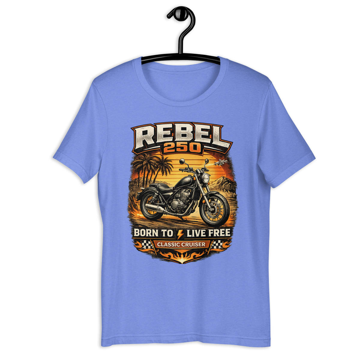 Rebel 250 Ride Fast Live Free Vintage Motorcycle Graphic Tee mauve t-shirt mockup