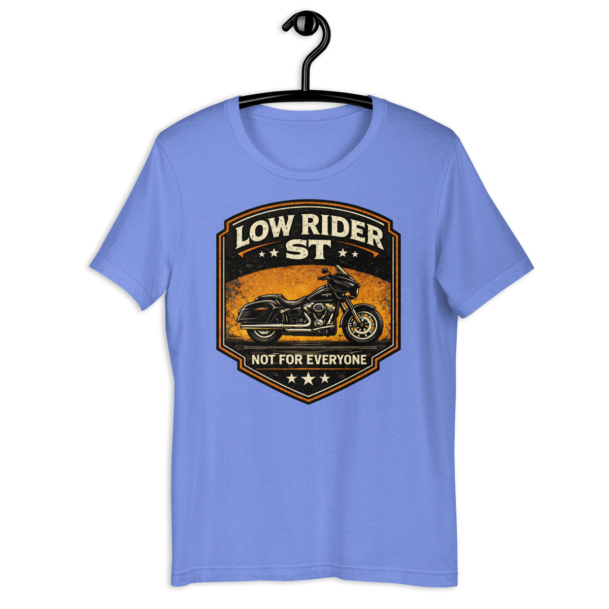 Low Rider ST Not For Everyone Vintage Motorcycle Graphic Tee heather columbia blue t-shirt mockup
