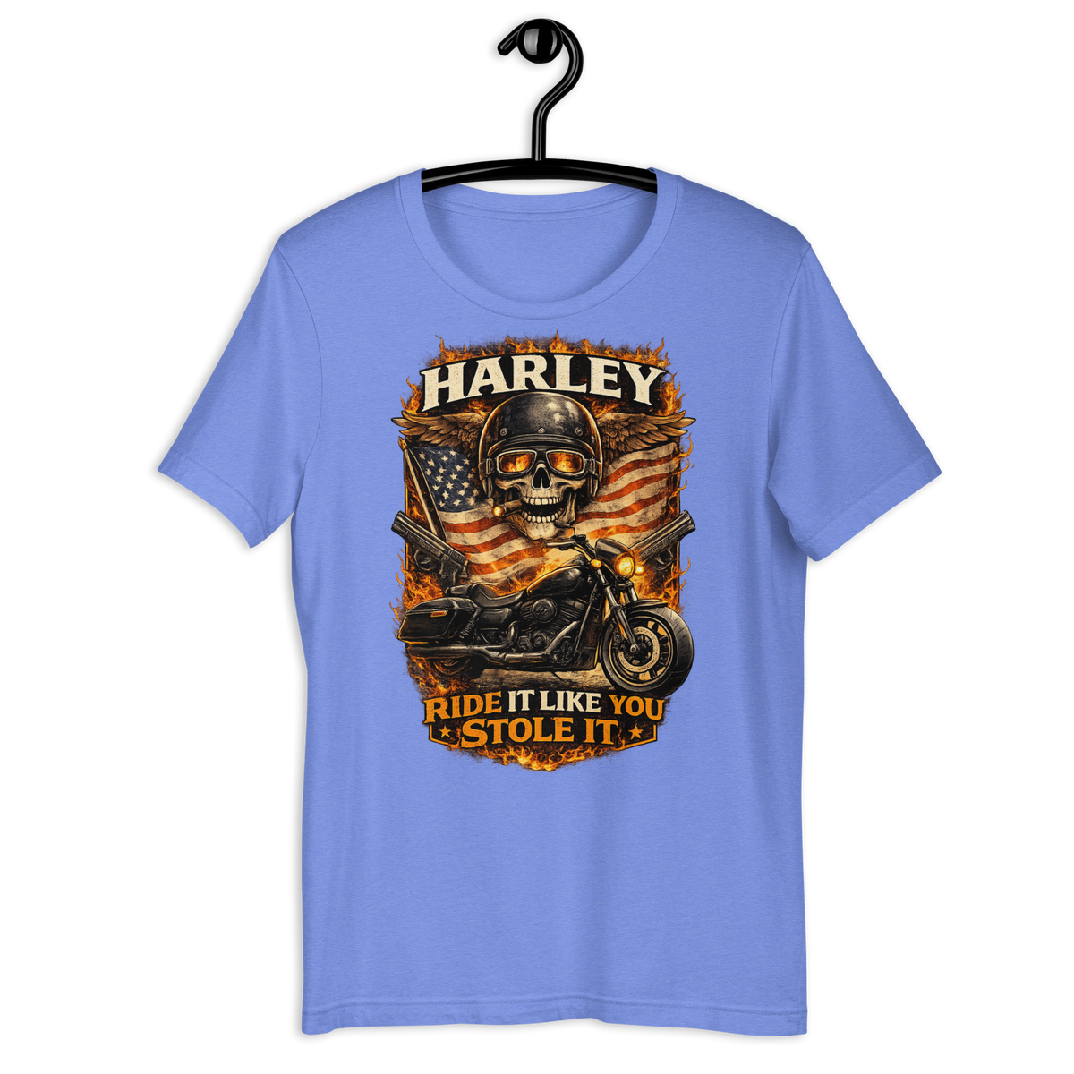 Ride It Like You Stole It Funny Motorcycle Graphic Tee mauve t-shirt mockup