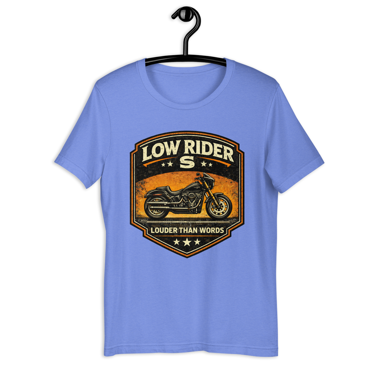 Low Rider S Louder Than Words Motorcycle Graphic Tee heather columbia blue t-shirt mockup