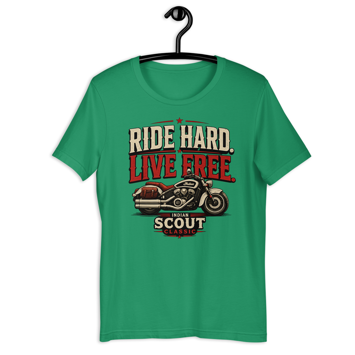 Unisex Scout Classic Ride Hard Live Free Motorcycle Graphic Tee product image