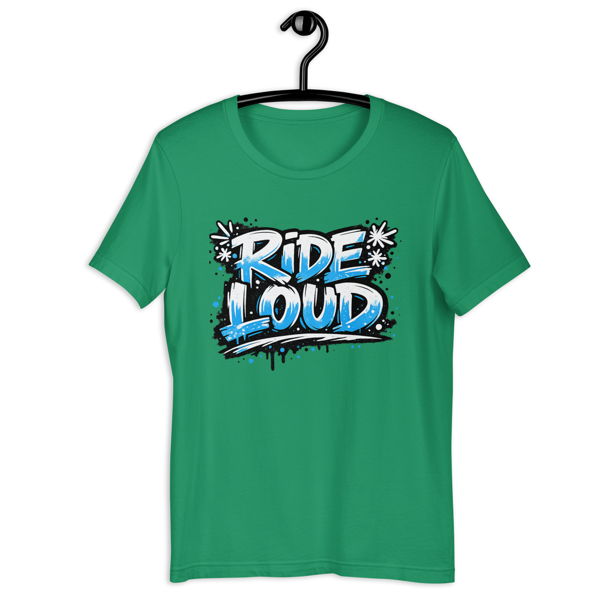 Ride Loud Motorcycle Graphic Tee kelly green t-shirt mockup