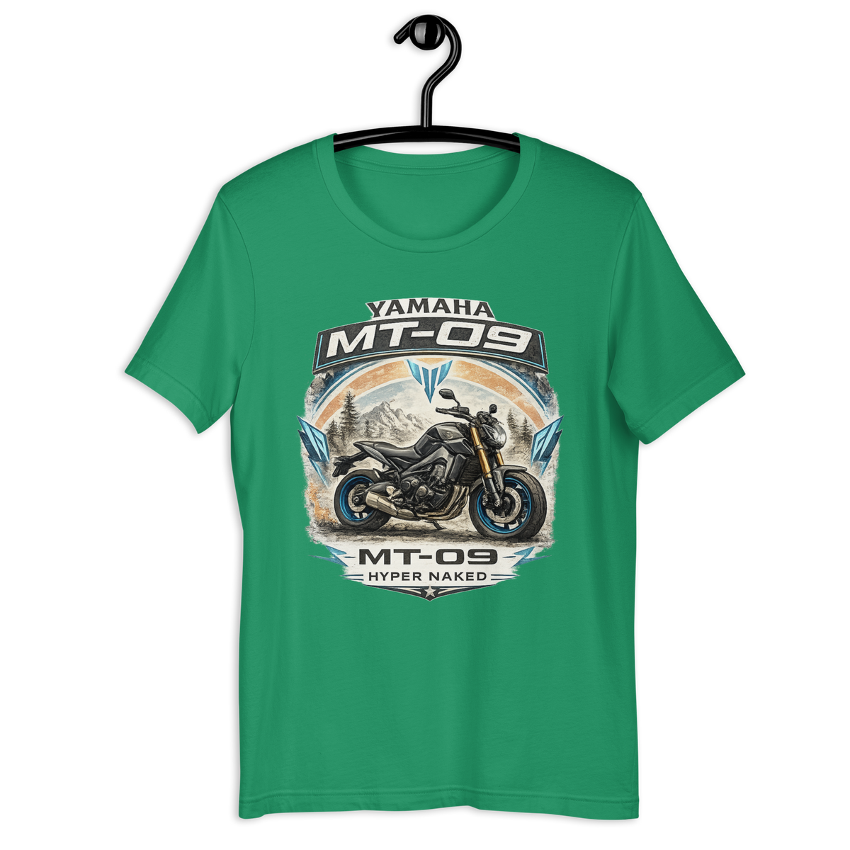 MT-09 Hyper Naked Yamaha Motorcycle Graphic Tee kelly green t-shirt mockup