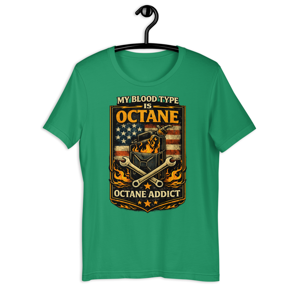 Unisex My Blood Type Is Octane Patriotic Motorcycle Graphic Tee product image