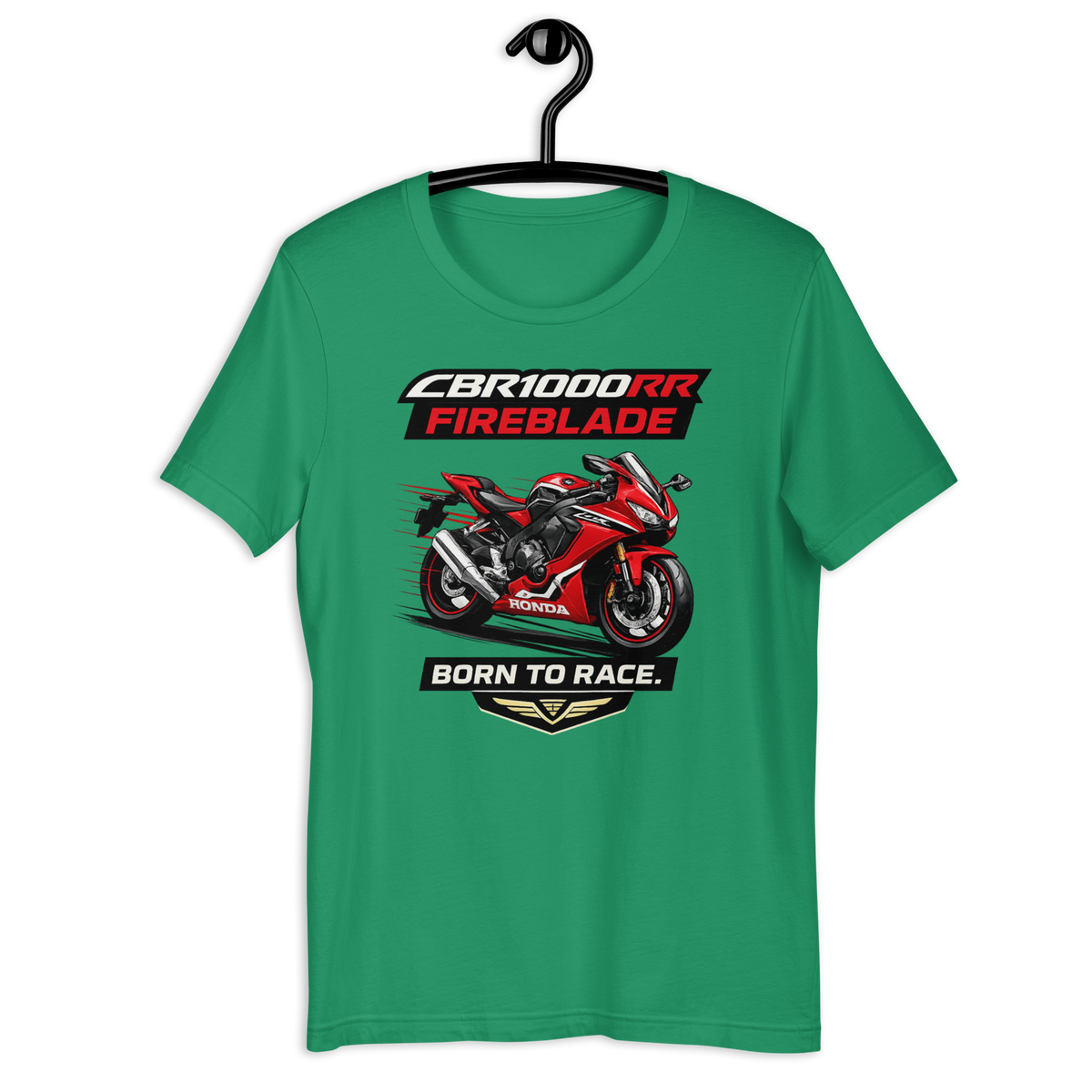 CBR1000RR Fireblade Born To Race Sport Motorcycle Graphic Tee kelly green t-shirt mockup