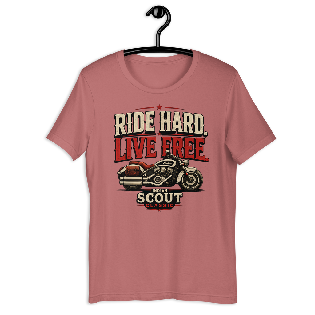 Unisex Scout Classic Ride Hard Live Free Motorcycle Graphic Tee product image