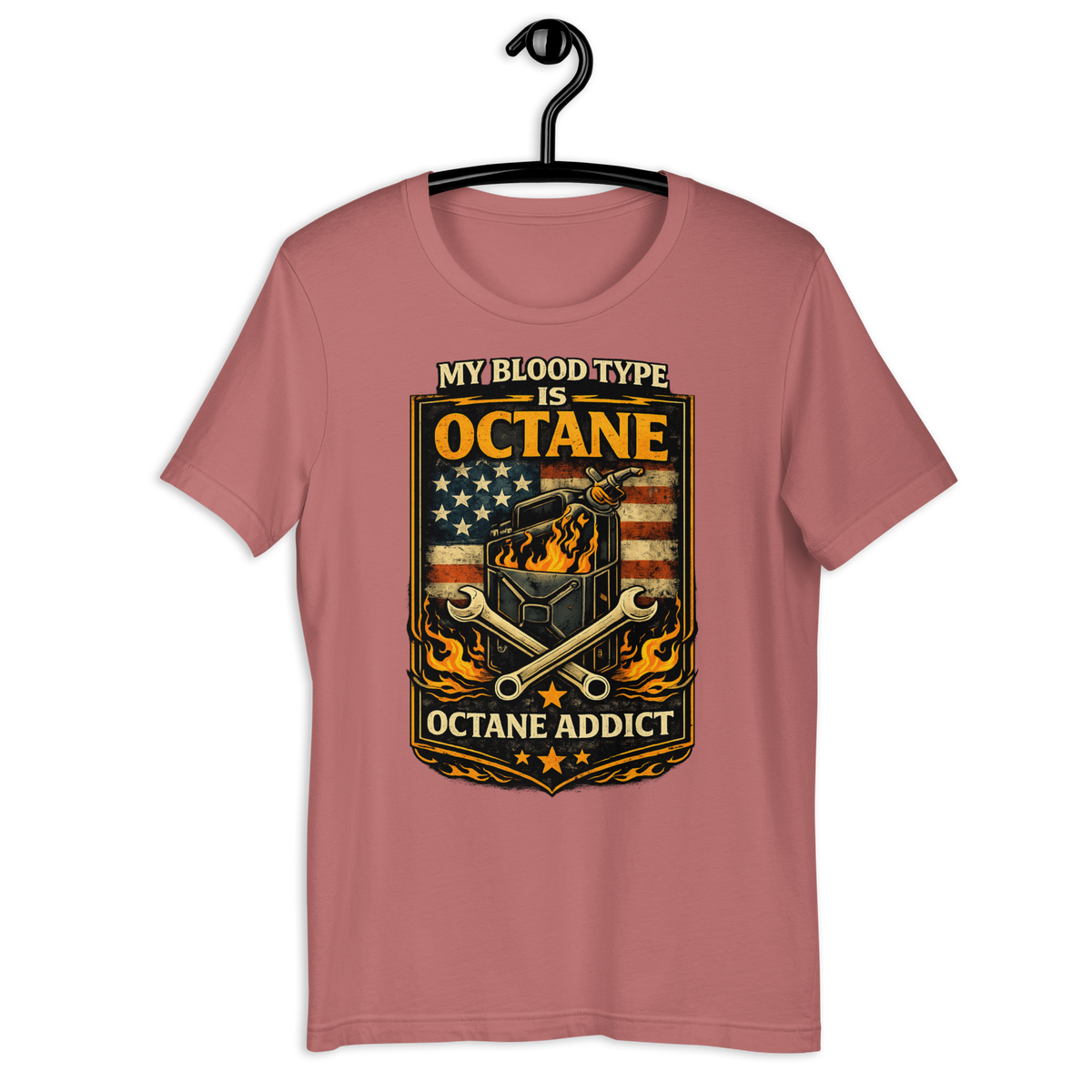 Unisex My Blood Type Is Octane Patriotic Motorcycle Graphic Tee product image