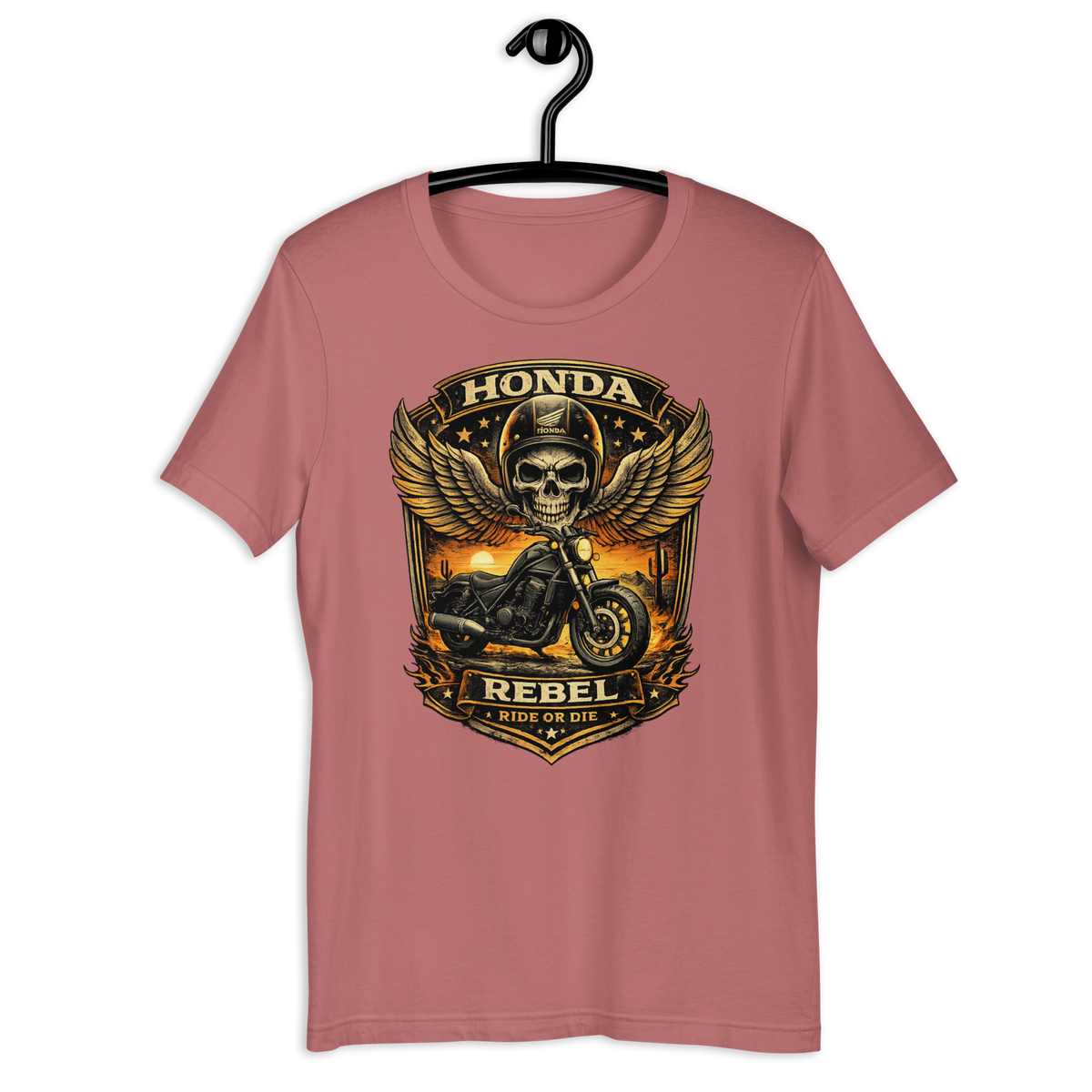 Unisex Honda Rebel Ride Or Die Skull Motorcycle Graphic Tee product image