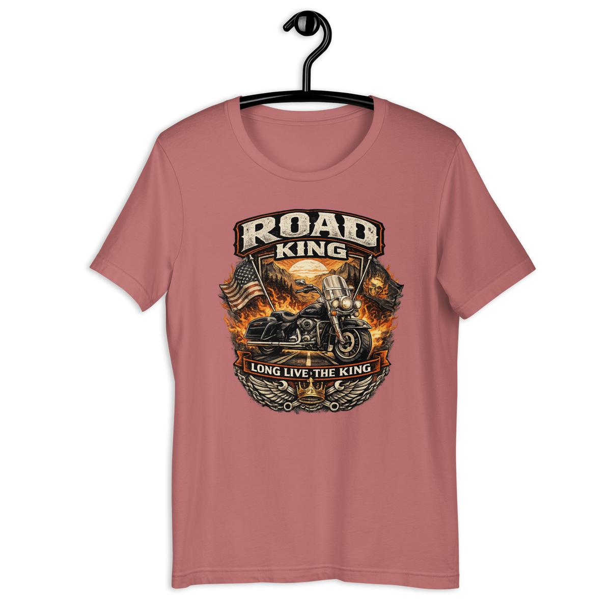 Road King Long Live The King Vintage Motorcycle Graphic Tee mauve t-shirt mockup