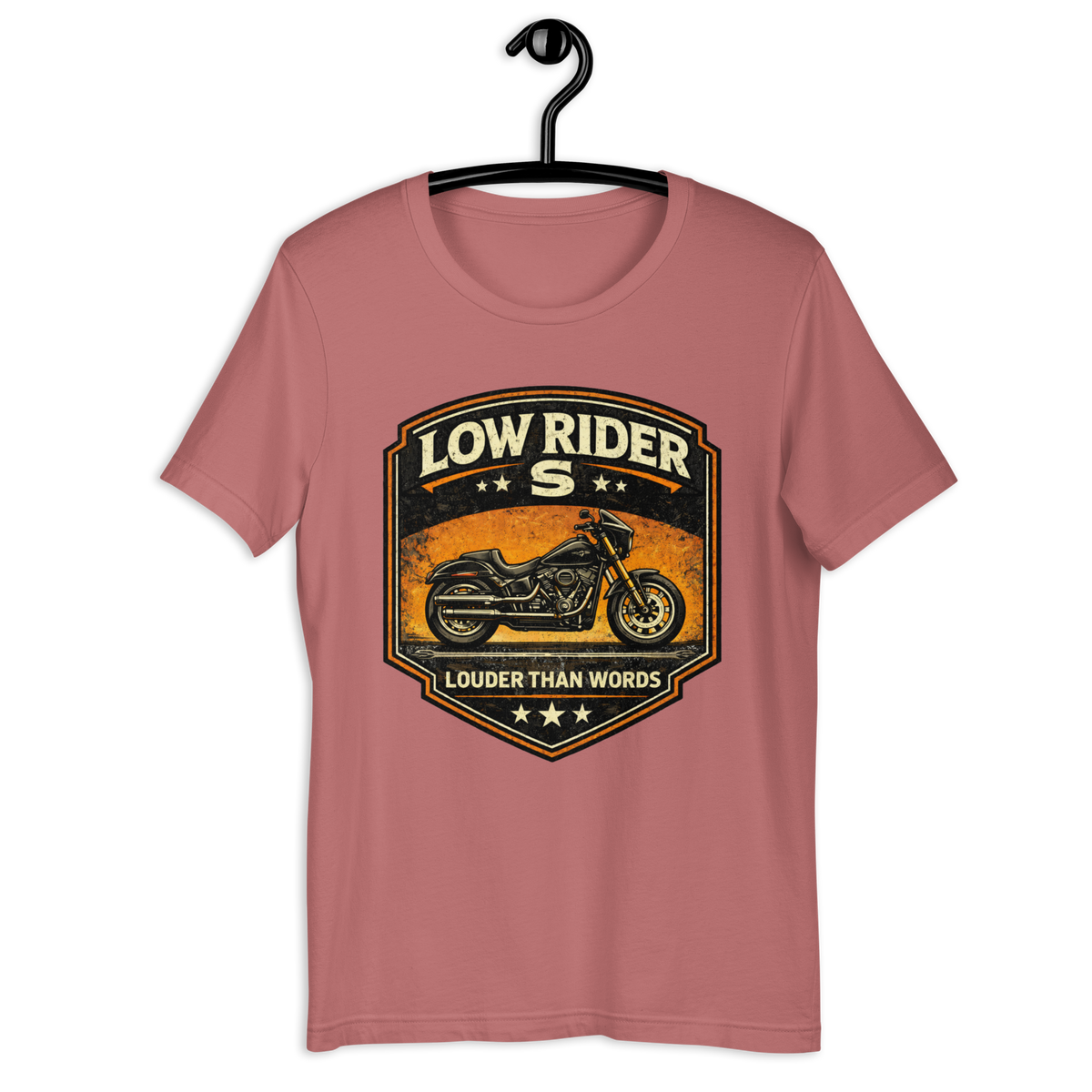 Low Rider S Louder Than Words Motorcycle Graphic Tee mauve t-shirt mockup