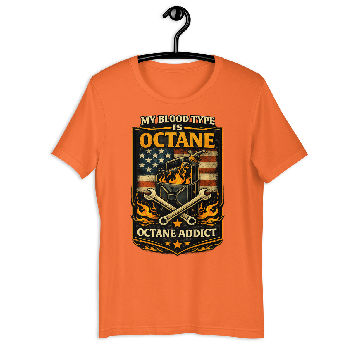 Unisex My Blood Type Is Octane Patriotic Motorcycle Graphic Tee product image