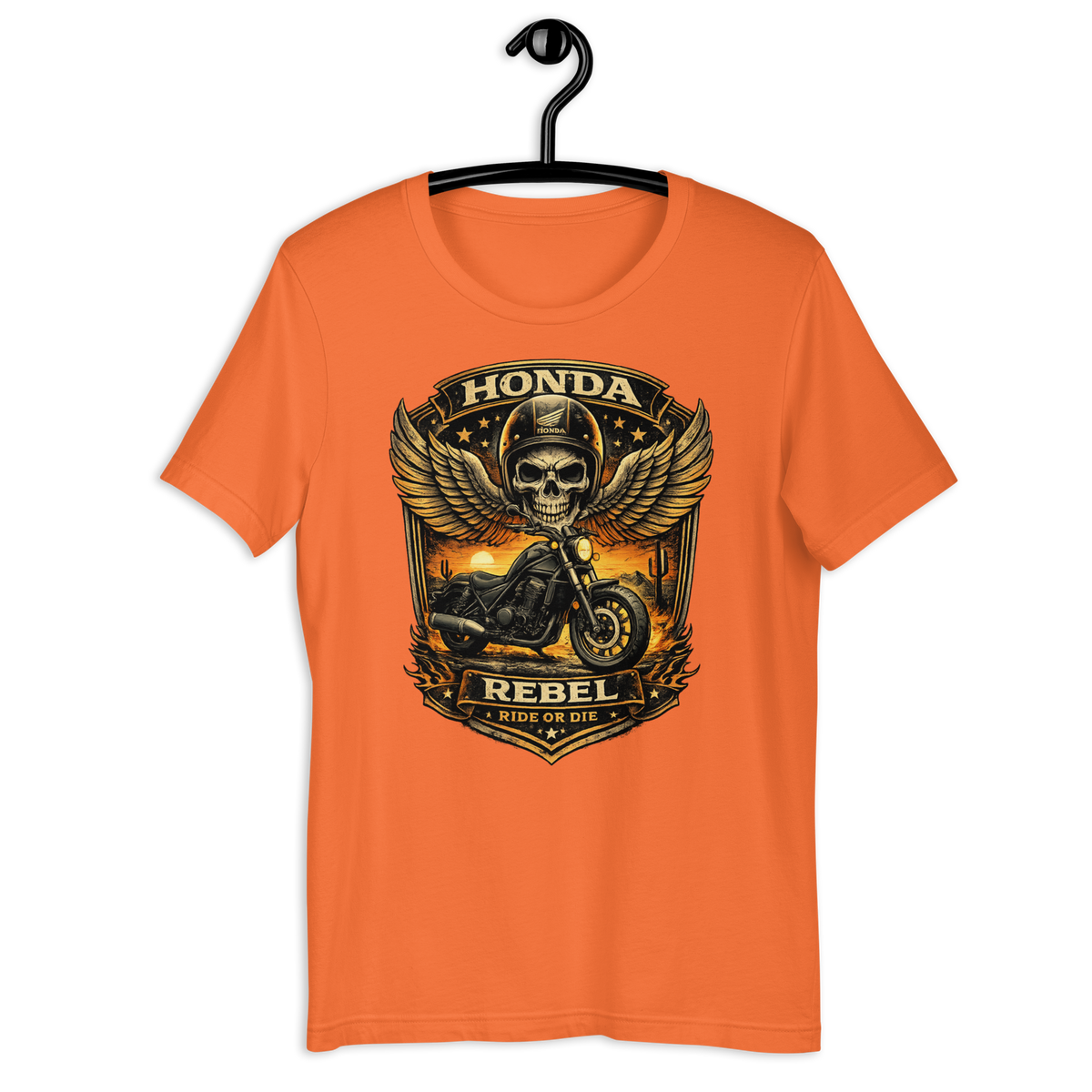 Unisex Honda Rebel Ride Or Die Skull Motorcycle Graphic Tee product image