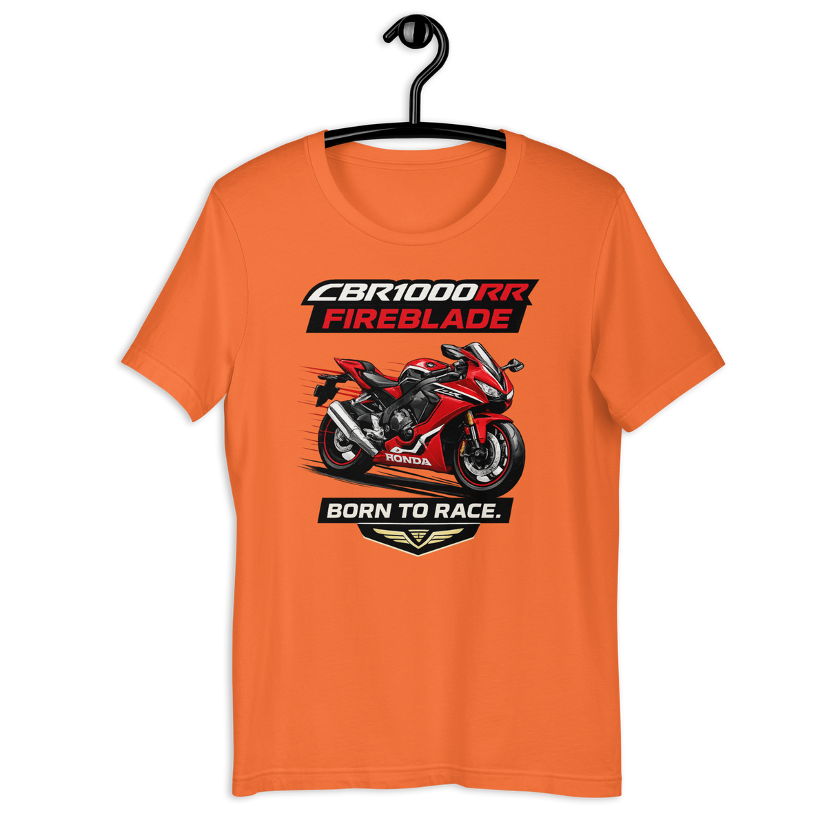 CBR1000RR Fireblade Born To Race Sport Motorcycle Graphic Tee orange t-shirt mockup