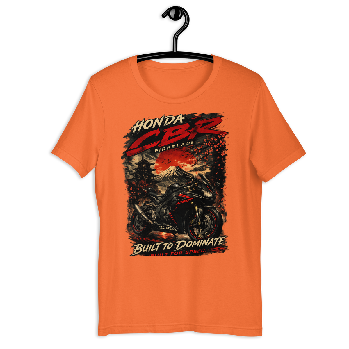 CBR Built To Dominate Sport Motorcycle Graphic Tee kelly green t-shirt mockup