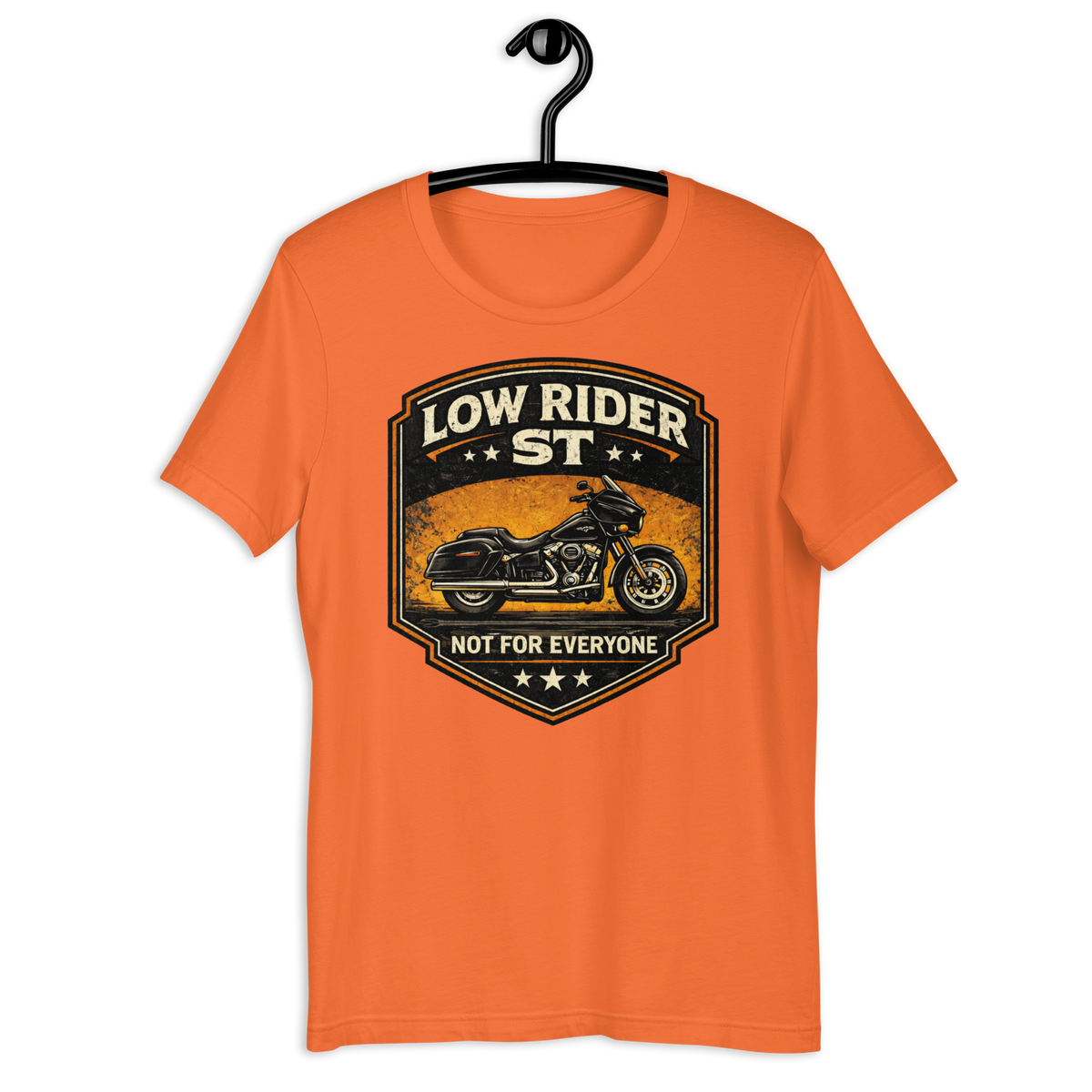 Low Rider ST Not For Everyone Vintage Motorcycle Graphic Tee orange t-shirt mockup