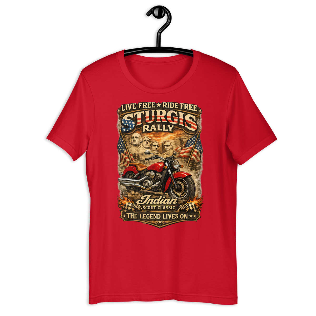 Unisex Sturgis Rally Live Free Ride Free Motorcycle Graphic Tee product image