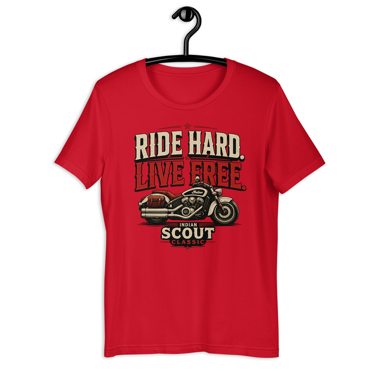 Unisex Scout Classic Ride Hard Live Free Motorcycle Graphic Tee product image