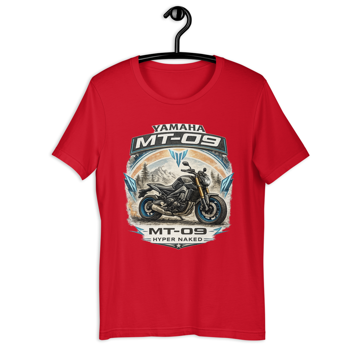 MT-09 Hyper Naked Yamaha Motorcycle Graphic Tee red t-shirt mockup