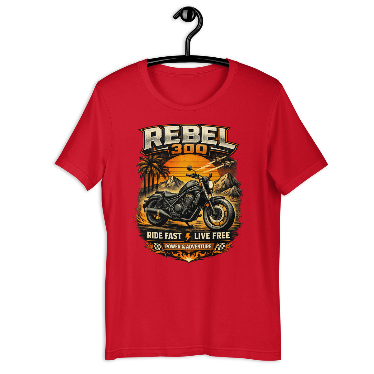 Unisex Rebel 300 Ride Fast Live Free Vintage Motorcycle Graphic Tee product image