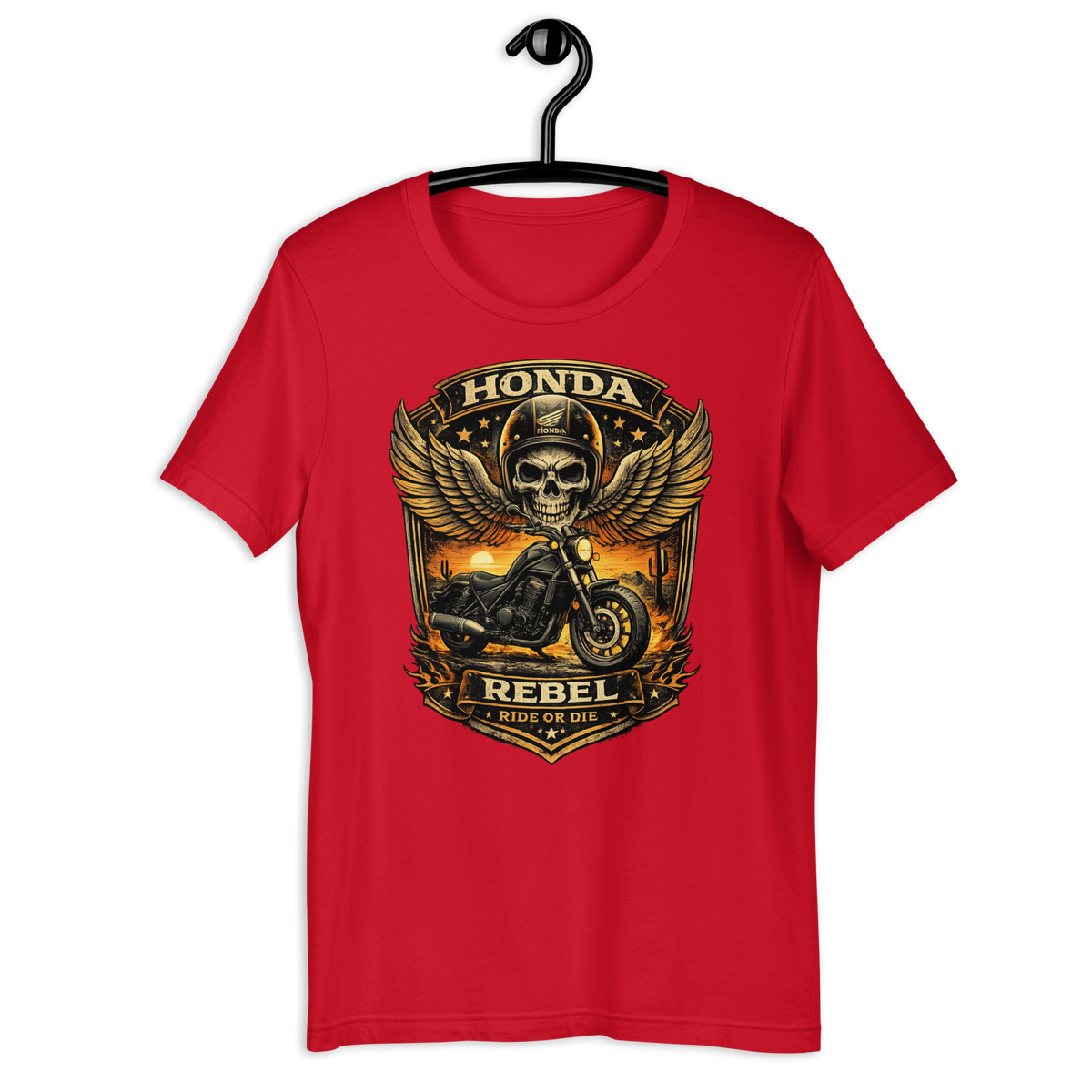 Unisex Honda Rebel Ride Or Die Skull Motorcycle Graphic Tee product image