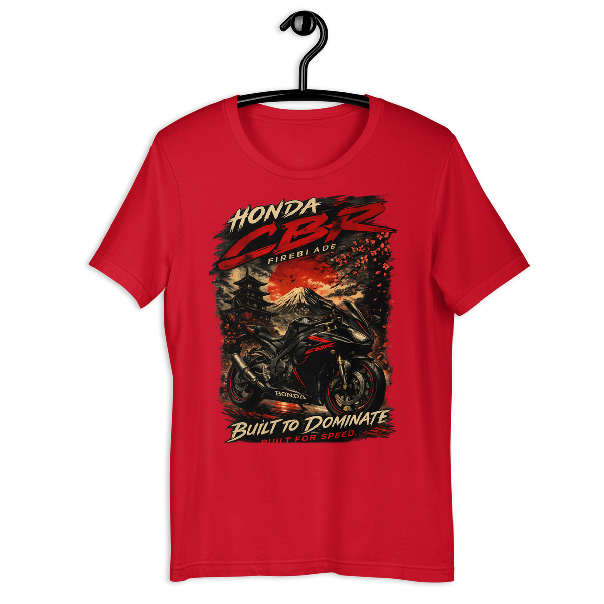 CBR Built To Dominate Sport Motorcycle Graphic Tee black unisex tee mockup