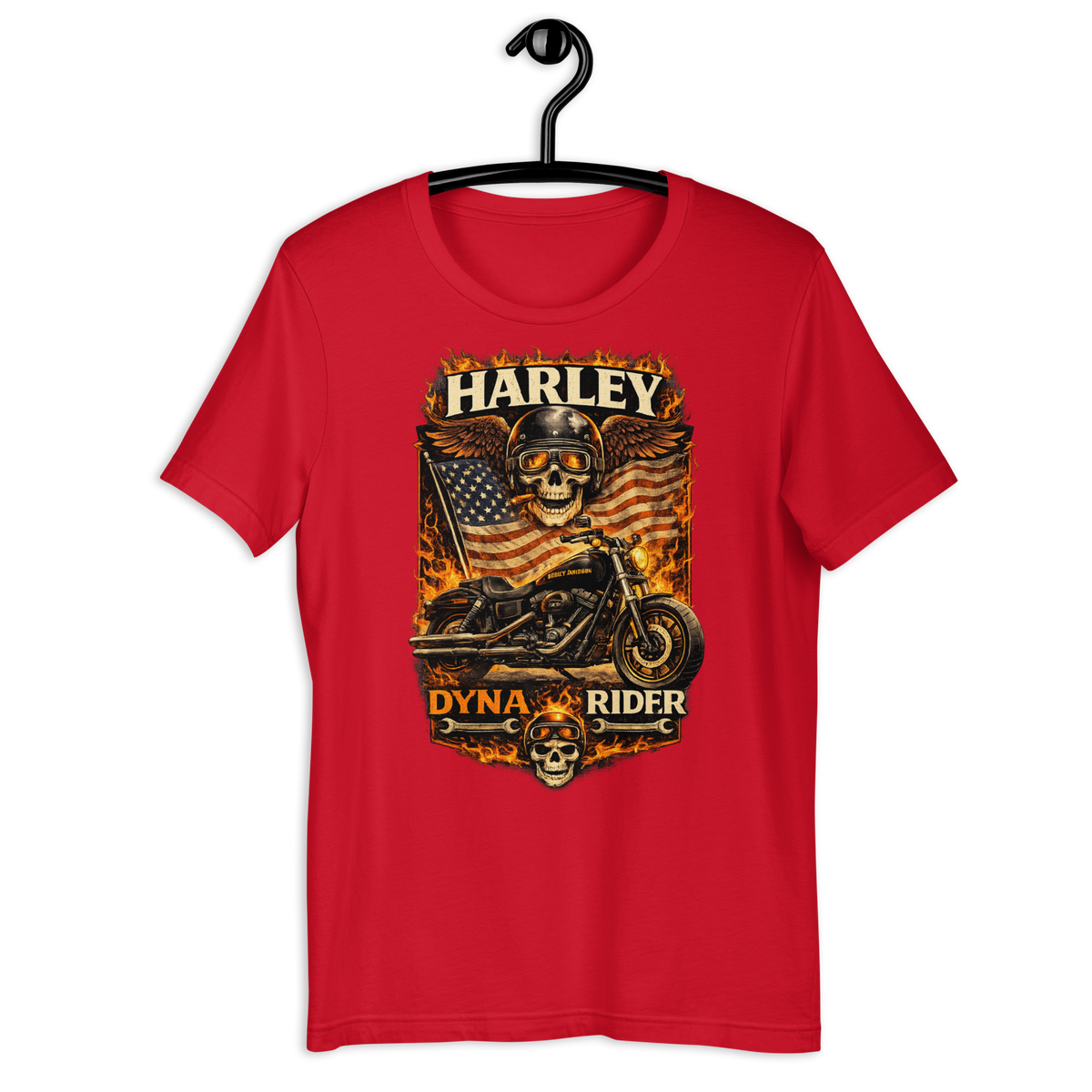 Dyna Rider American Flag Motorcycle Graphic Tee red t-shirt mockup