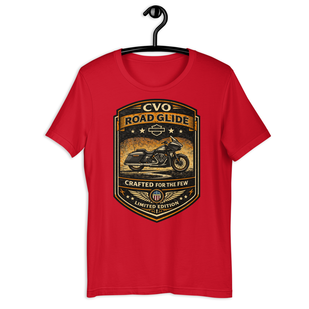 CVO Road Glide Crafted For The Few Limited Edition Motorcycle Graphic Tee red t-shirt mockup