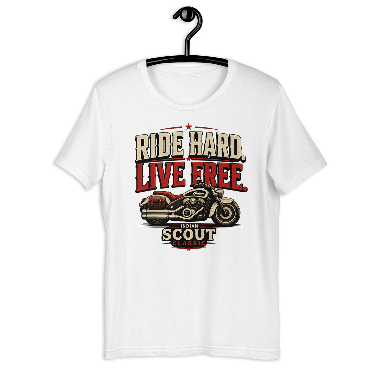 Unisex Scout Classic Ride Hard Live Free Motorcycle Graphic Tee product image