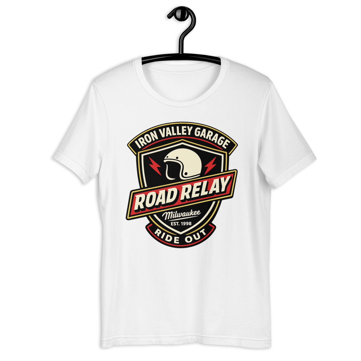 Unisex Iron Valley Garage Road Relay Vintage Motorcycle Graphic Tee product image