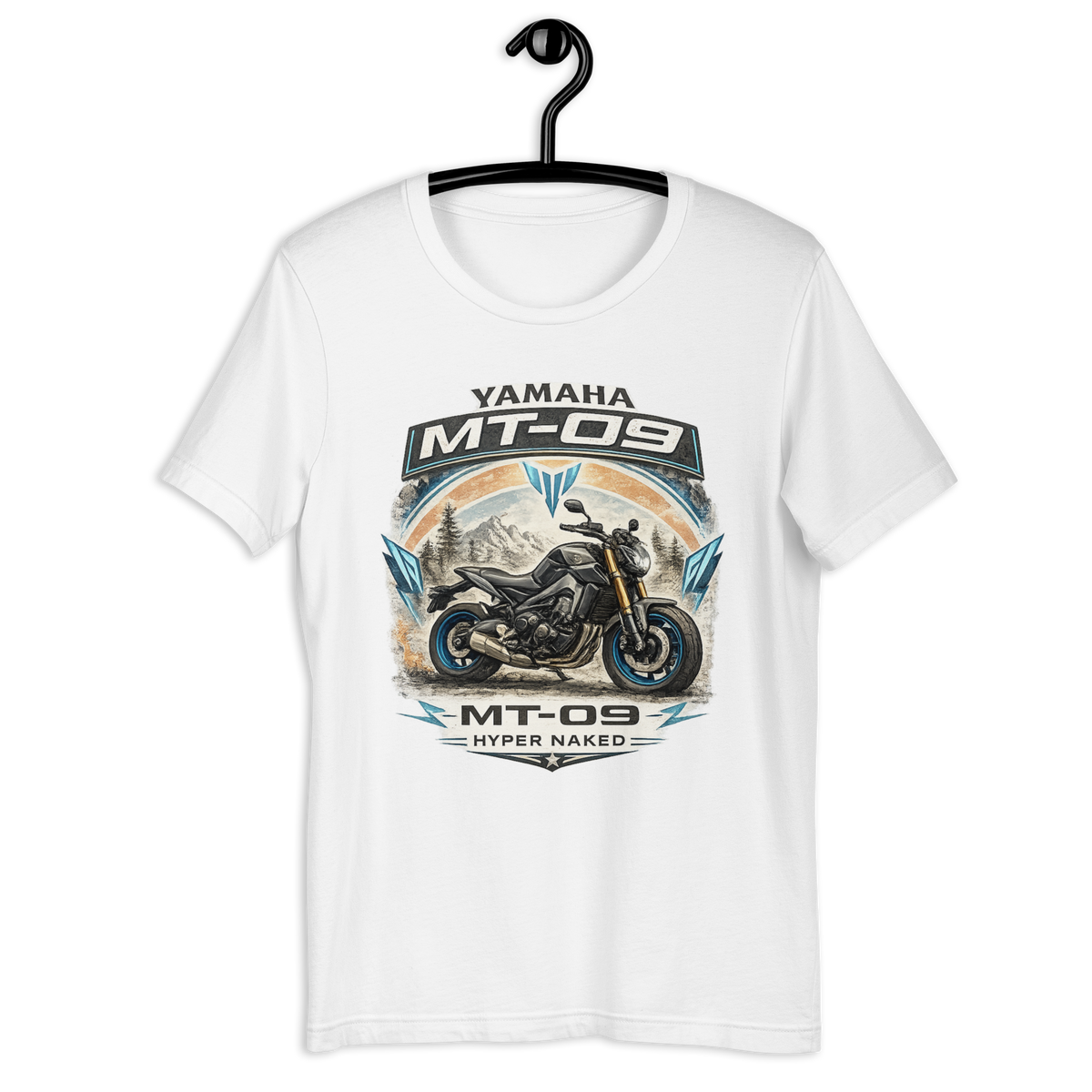 MT-09 Hyper Naked Yamaha Motorcycle Graphic Tee white t-shirt mockup