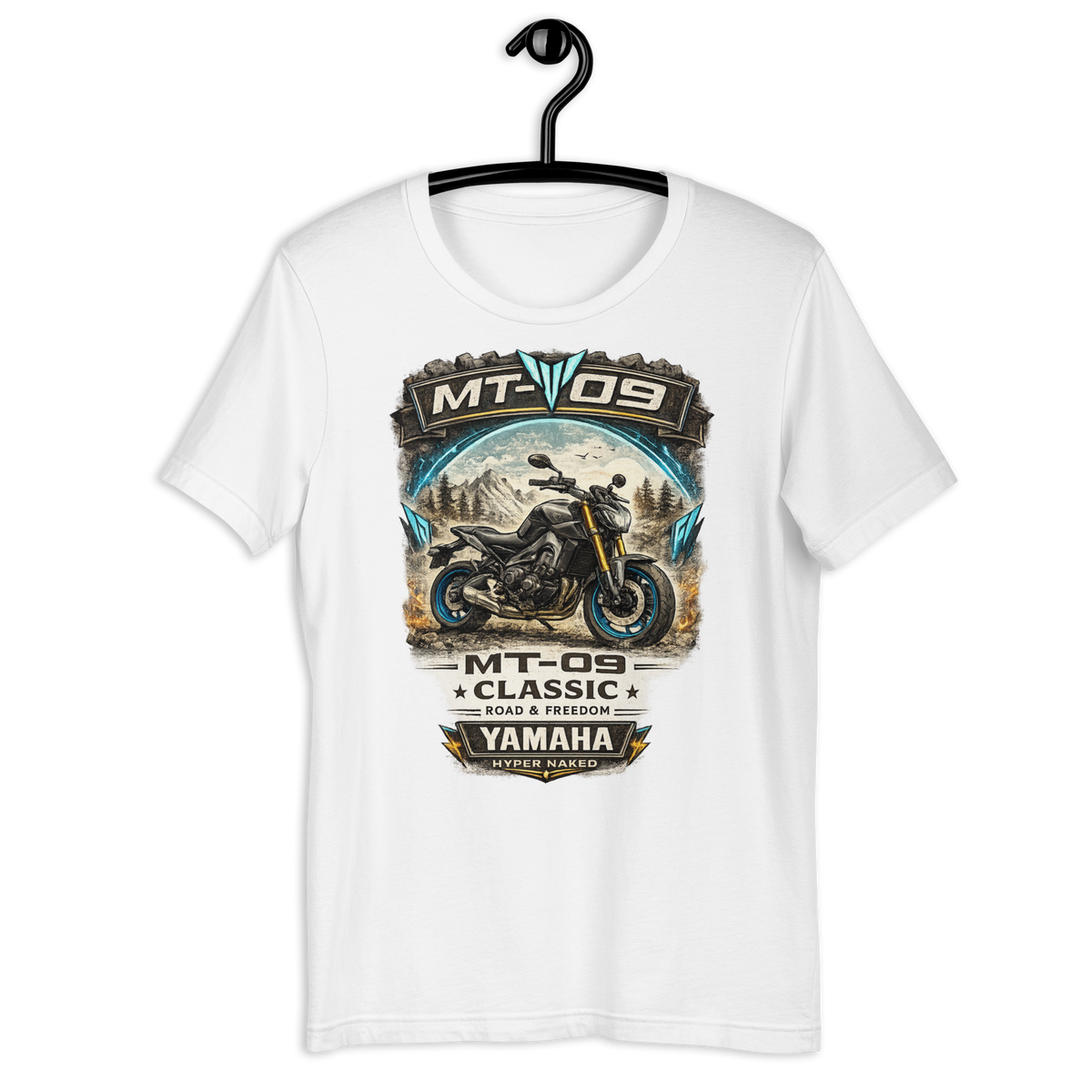 MT-09 Classic Yamaha Vintage Motorcycle Graphic Tee white t-shirt mockup