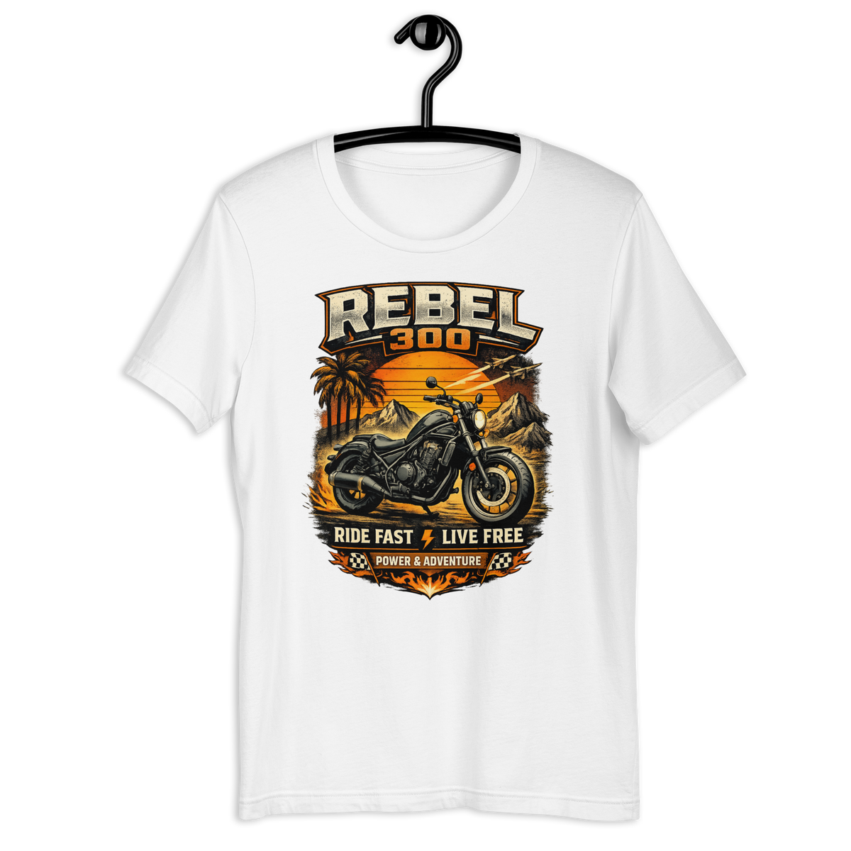 Unisex Rebel 300 Ride Fast Live Free Vintage Motorcycle Graphic Tee product image
