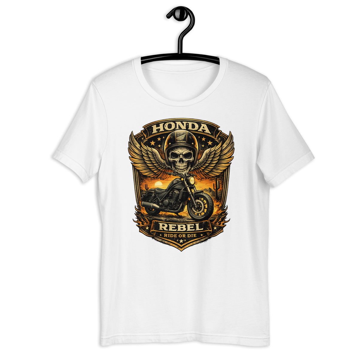Unisex Honda Rebel Ride Or Die Skull Motorcycle Graphic Tee product image