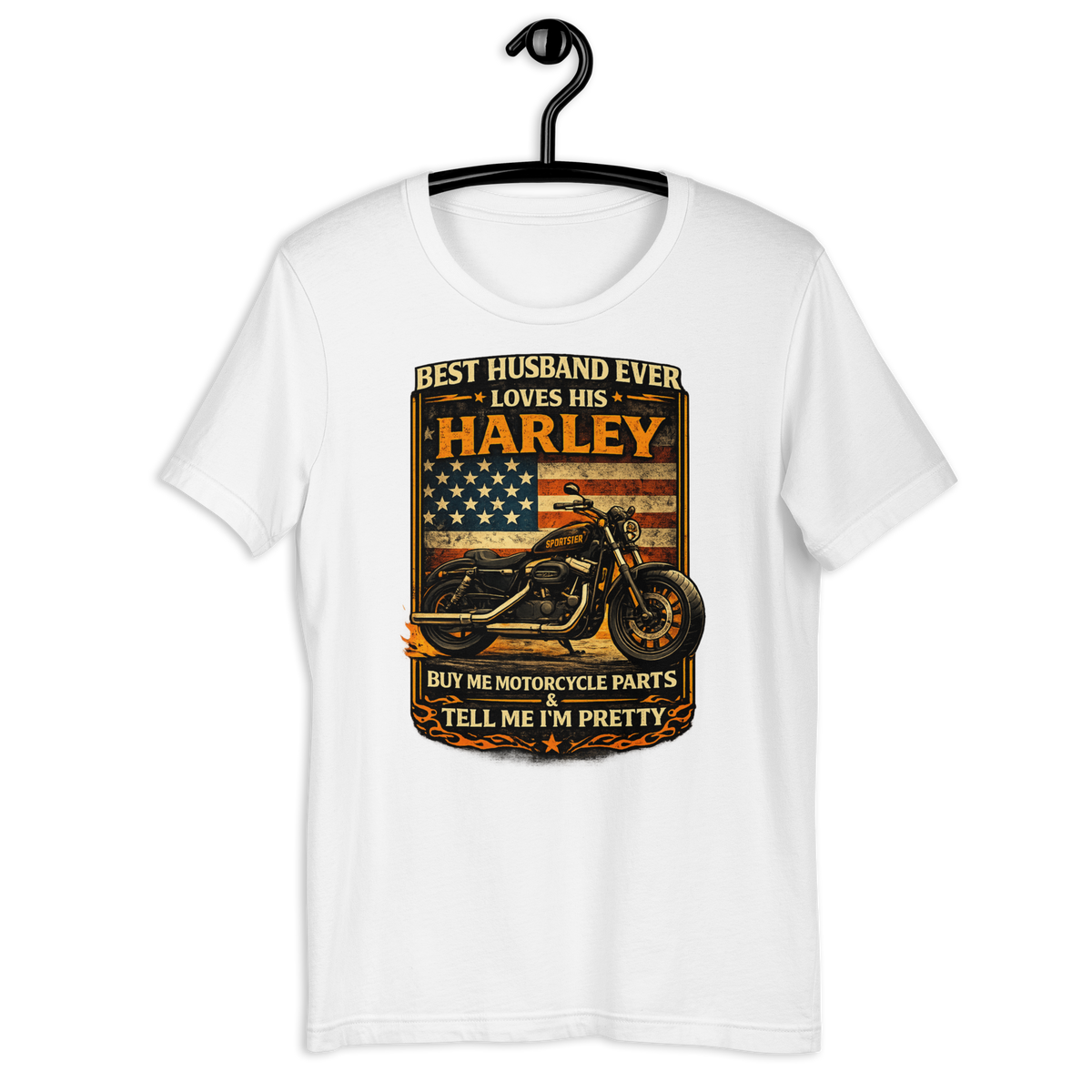 Best Husband Ever Loves His Motorcycle Funny Motorcycle Graphic Tee white t-shirt mockup
