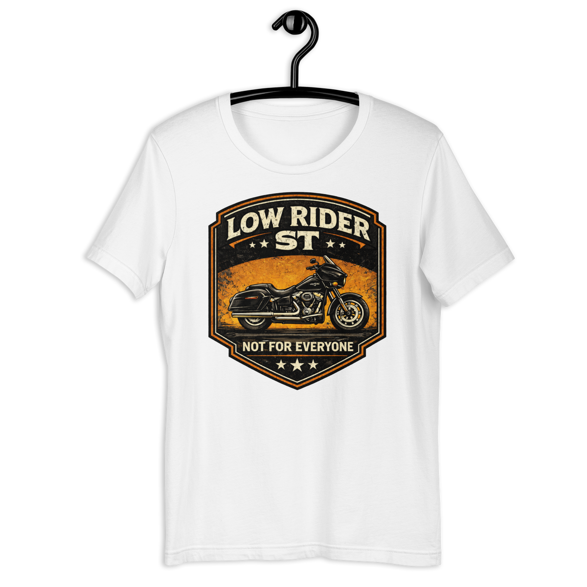 Low Rider ST Not For Everyone Vintage Motorcycle Graphic Tee white t-shirt mockup
