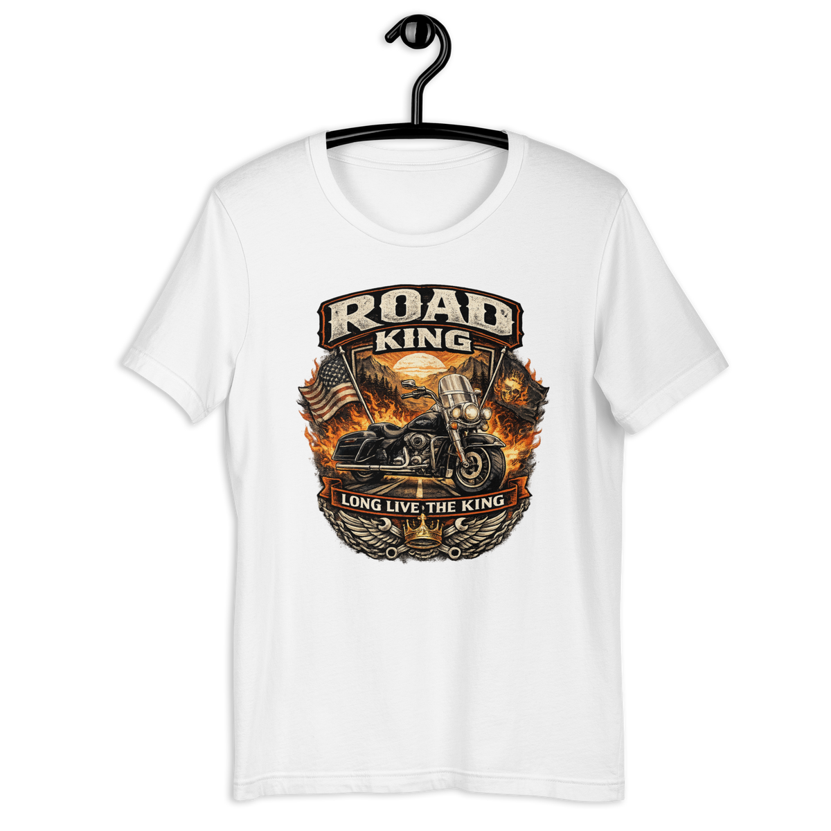 Road King Long Live The King Vintage Motorcycle Graphic Tee white t-shirt mockup