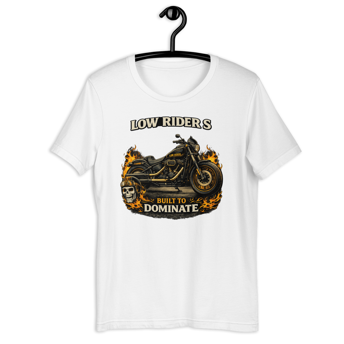 Low Rider S Built To Dominate Motorcycle Graphic Tee white t-shirt mockup
