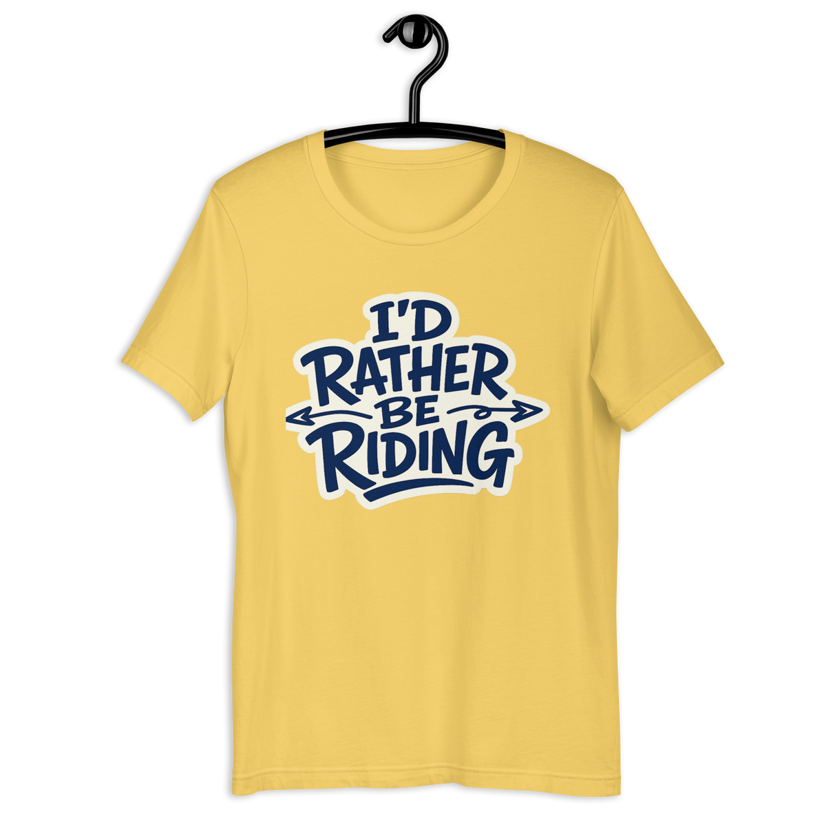 I'd Rather Be Riding Funny Motorcycle Graphic Tee yellow t-shirt mockup