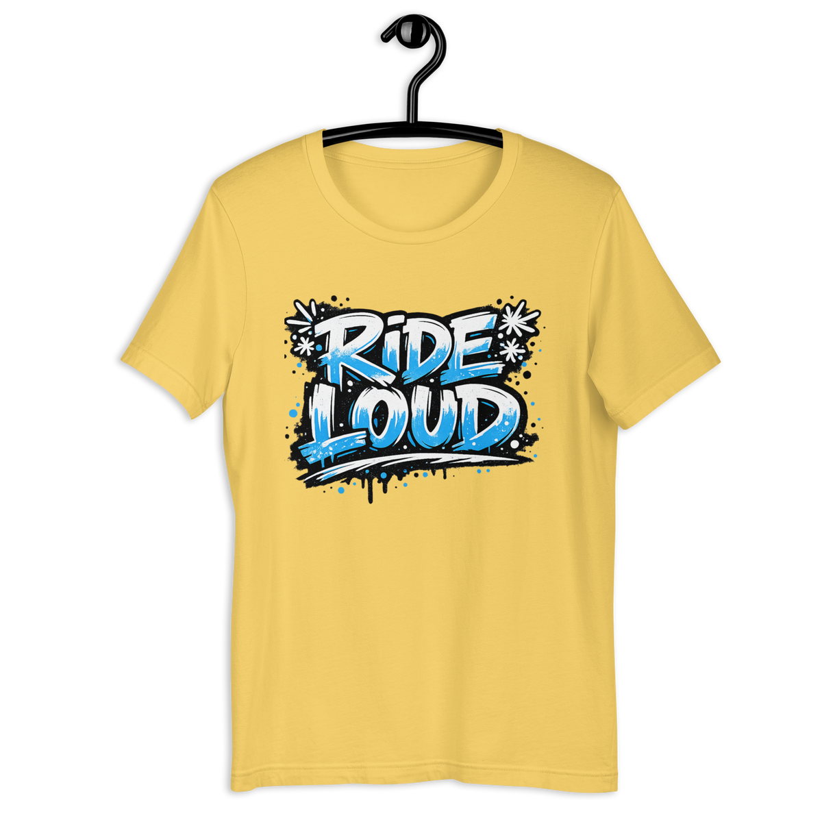 Ride Loud Motorcycle Graphic Tee yellow t-shirt mockup