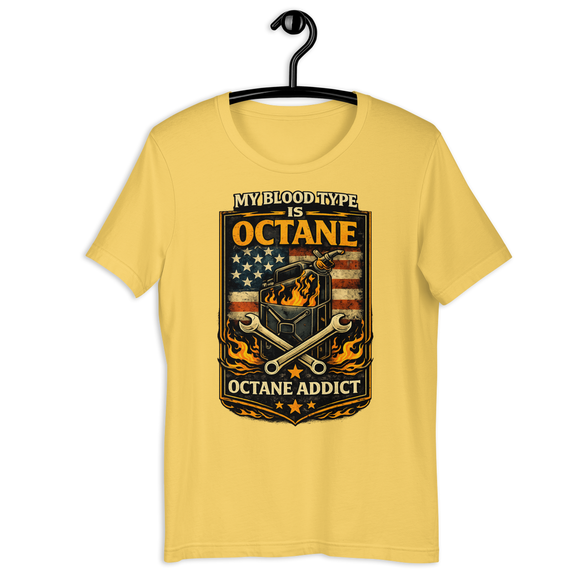 Unisex My Blood Type Is Octane Patriotic Motorcycle Graphic Tee product image