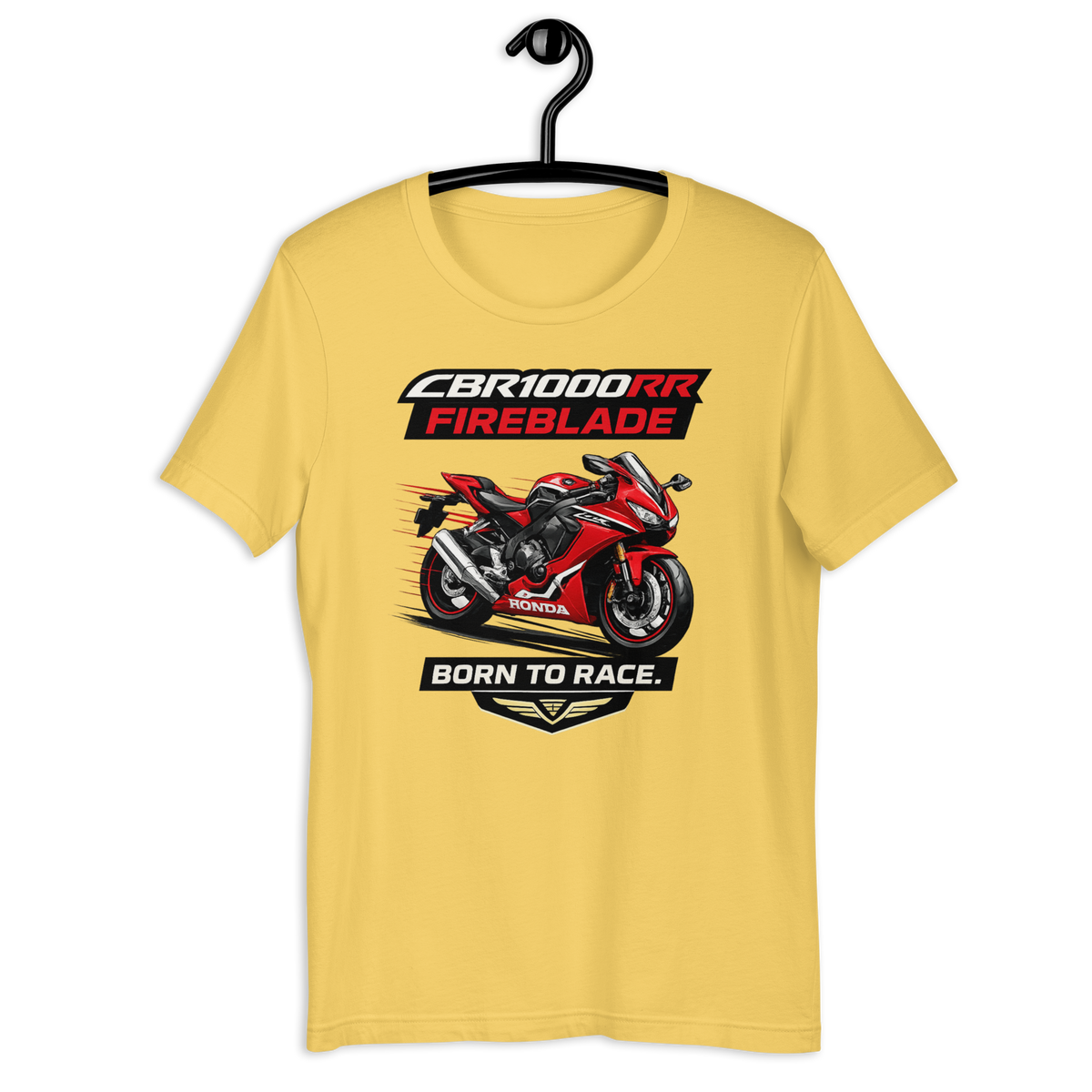 CBR1000RR Fireblade Born To Race Sport Motorcycle Graphic Tee yellow t-shirt mockup