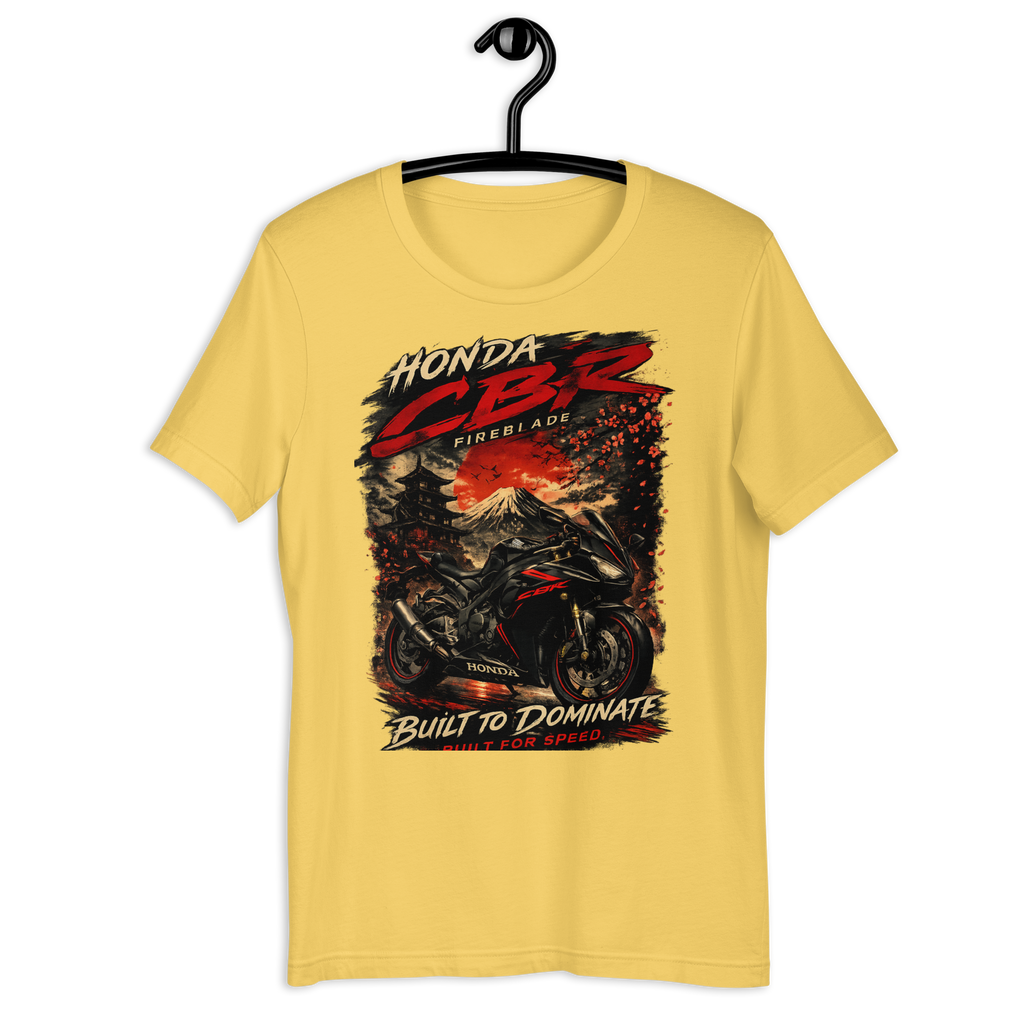 CBR Built To Dominate Sport Motorcycle Graphic Tee orange t-shirt mockup