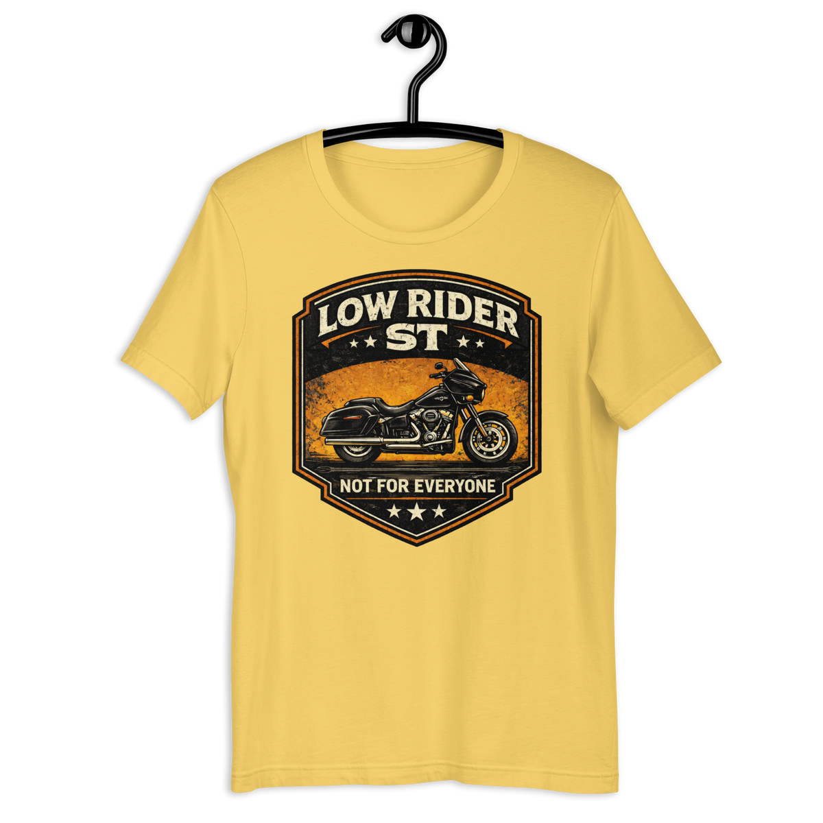 Low Rider ST Not For Everyone Vintage Motorcycle Graphic Tee yellow t-shirt mockup