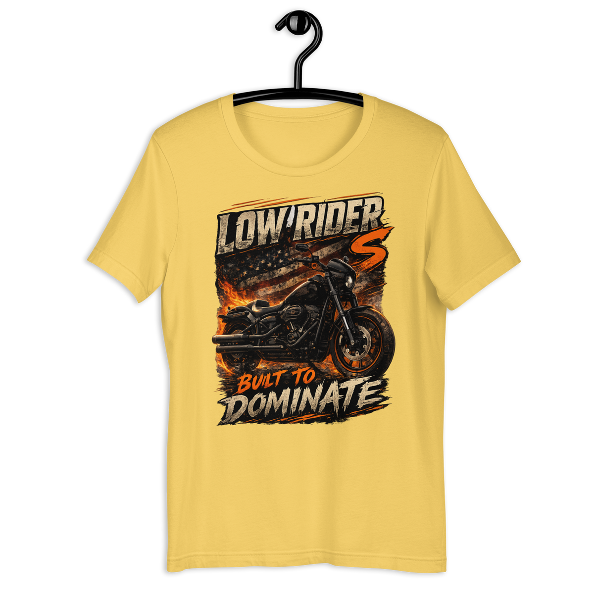 Low Rider S Built To Dominate American Flag Motorcycle Graphic Tee aqua t-shirt mockup